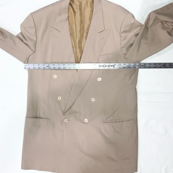 Brioni Mens Sport Coat Suit Jacket Blazer Double Breasted 100% Wool Tan 46 VTG - Picture 4 of 12